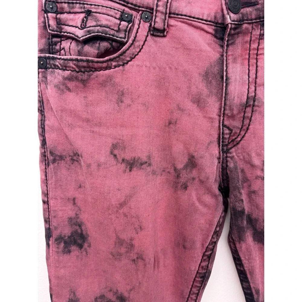 True Religion Acid Washed Jeans Straight Stretch Flap Pockets Pants Sz‎ 34
